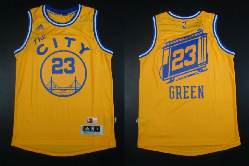 Basketball Jersey for Softball and Basketball Teams-Warriors 23 Draymond Green Gold Throwback Hot Printed Basketball Jersey