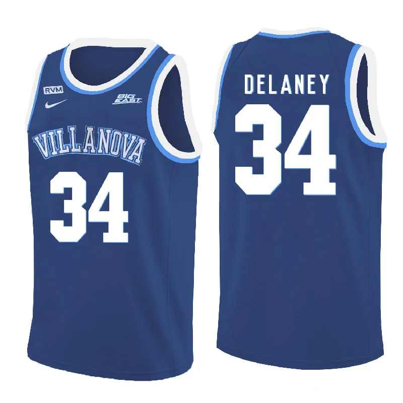 Basketball Jersey for Professional Quality Fit-Villanova Wildcats 34 Tim Delaney Blue College Basketball Basketball Jersey