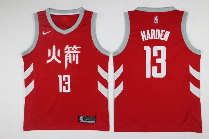 Basketball Jersey for Soft and Breathable Material-Rockets 13 James Harden Red City Edition Swingman Basketball Jersey