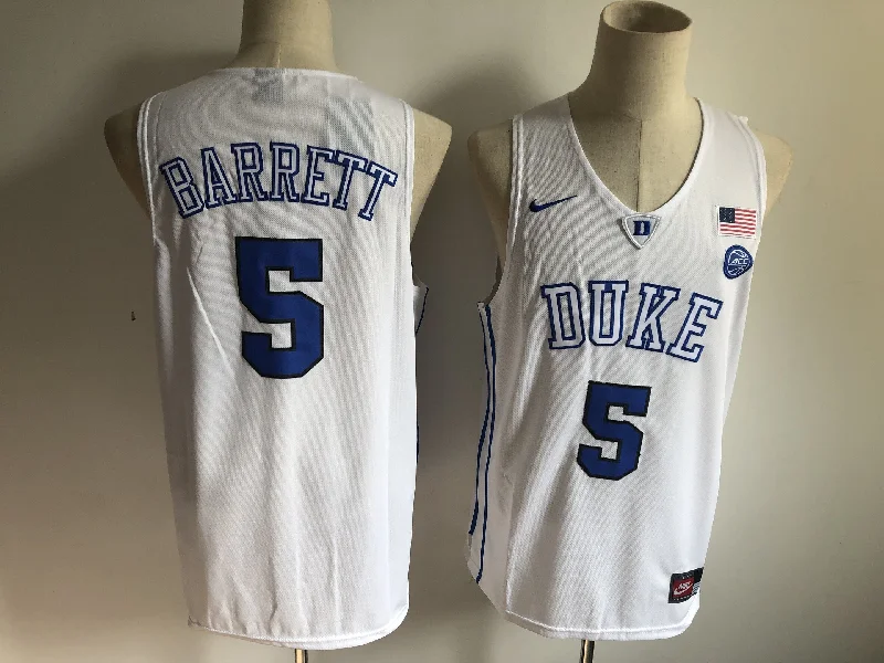 Basketball Jersey for Game-Day Fan Gear-Duke Blue Devils 5 RJ  White College Basketball Basketball Jersey