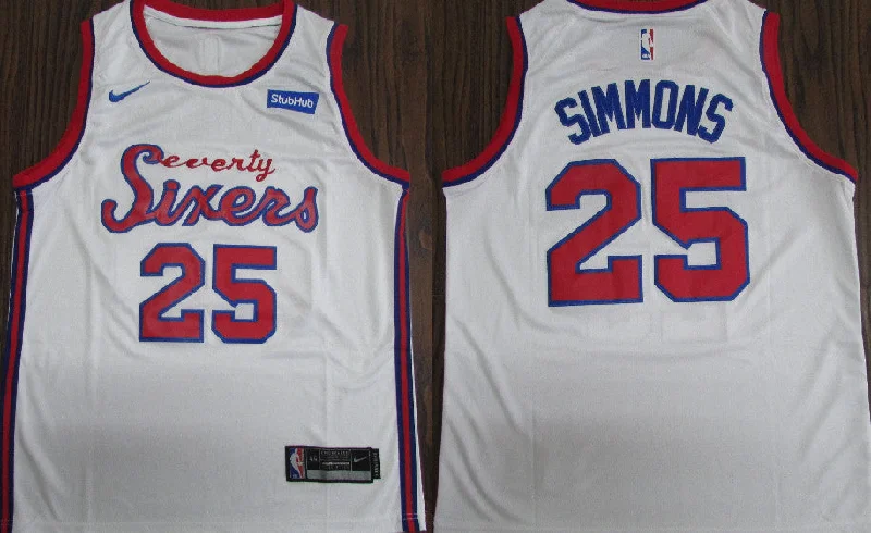 Basketball Jersey for Professional and College Teams-76ers 25 Ben Simmons White 2019-20 Swingman Basketball Jersey