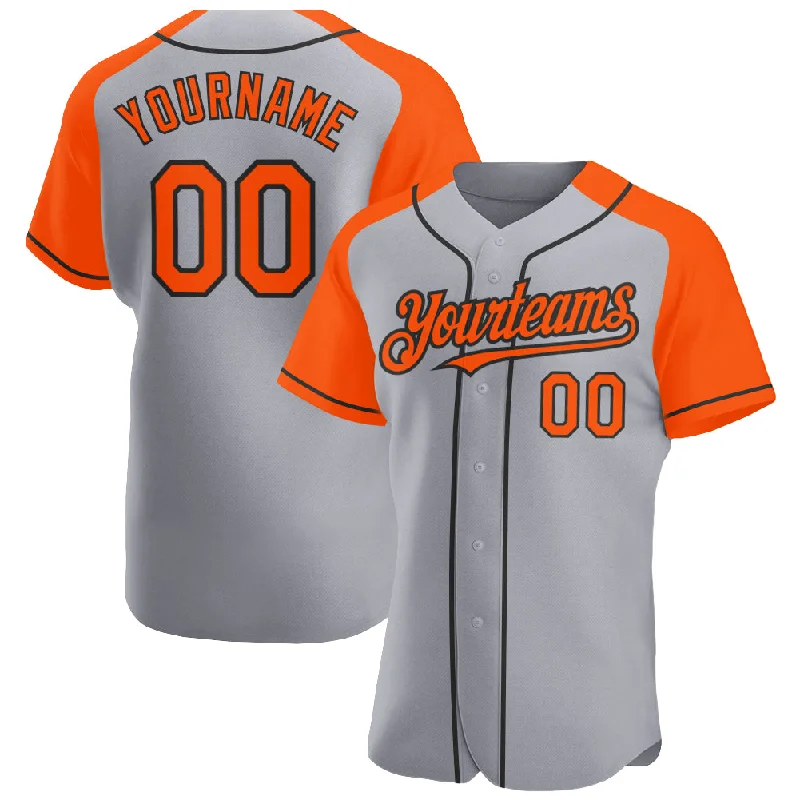 Baseball Jersey for Unique Fan Gear-Custom Gray Orange-Black Authentic Raglan Sleeves Baseball Jersey