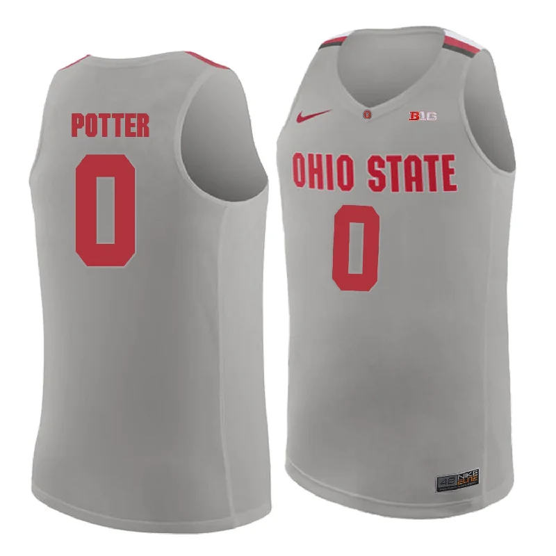 Basketball Jersey for Comfortable All-Day Wear-Ohio State Buckeyes 0 Micah Potter Gray College Basketball Basketball Jersey