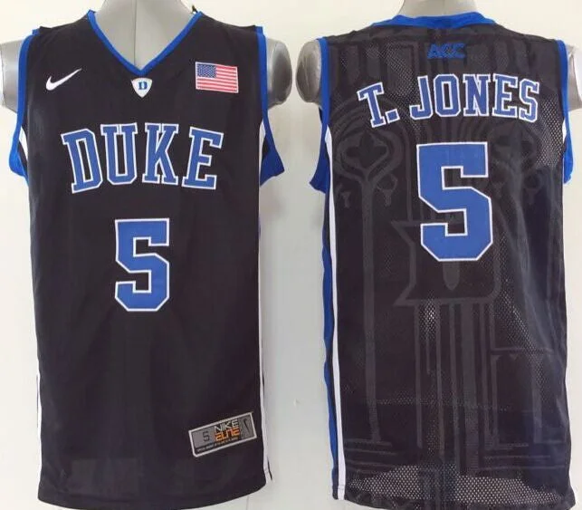 Basketball Jersey for Sports Performance Apparel-Duke Blue Devils 5 T.Jones Black College Basketball Jersey