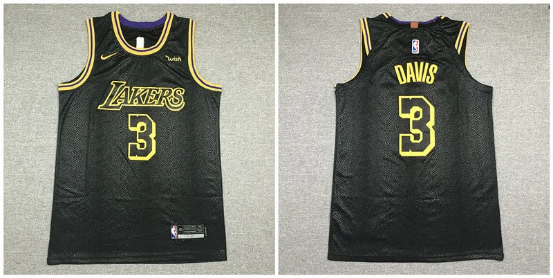 Basketball Jersey for Comfortable Fit-Lakers 3 Anthony Davis Black City Edition Authentic Basketball Jersey