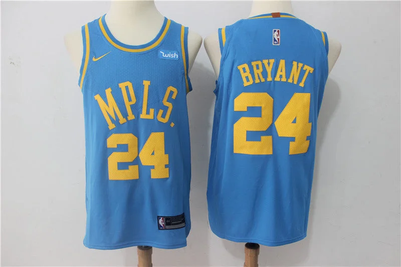 Basketball Jersey for High School Uniforms-Lakers 24 Kobe Bryant Blue MPLS Authentic Basketball Jersey