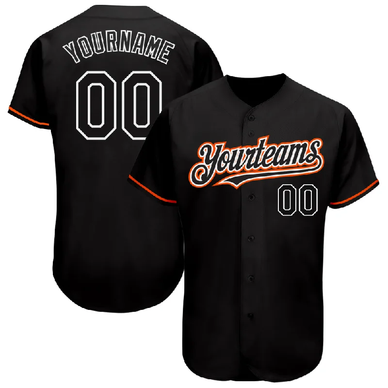 Baseball Jersey for School Uniforms and Teams-Custom Black Orange-White Authentic Baseball Jersey