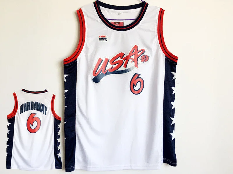 Basketball Jersey for Men-USA 6 Penny Hardaway White Dream Team III Basketball Jersey