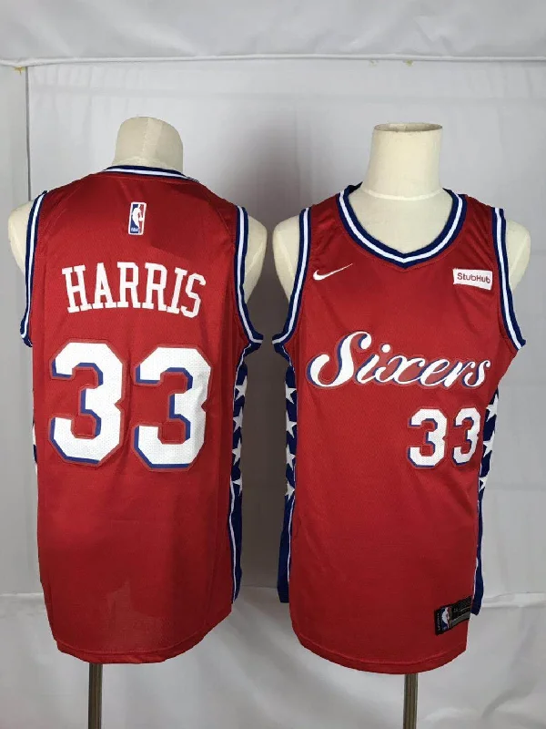 Basketball Jersey for Comfortable Athletic Wear-76ers 33 Tobias Harris Red Throwback Swingman Basketball Jersey