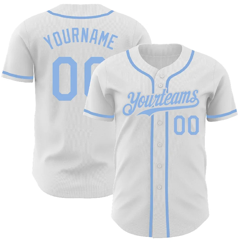 Baseball Jersey for Soft and Stretchable Design-Custom White Light Blue Authentic Baseball Jersey