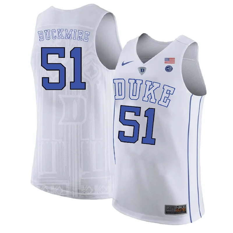 Basketball Jersey for Unique Team Designs-Duke Blue Devils 51 Mike Buckmire White College Basketball Basketball Jersey