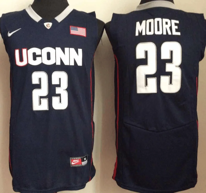 Basketball Jersey for Lightweight and Durable Wear-UConn Huskies 23 Maya Moore Navy College Basketball Basketball Jersey