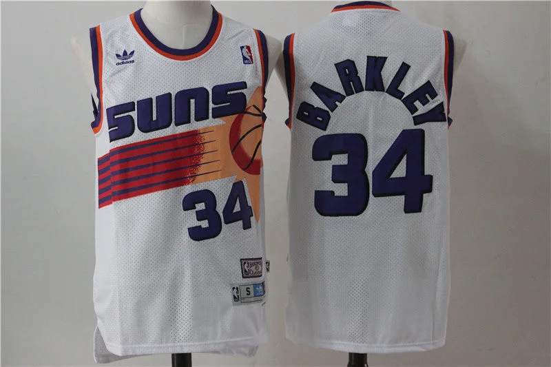 Basketball Jersey for Personalized Youth Jerseys-Suns 34 Charles Barkley White Hardwood Classics Basketball Jersey