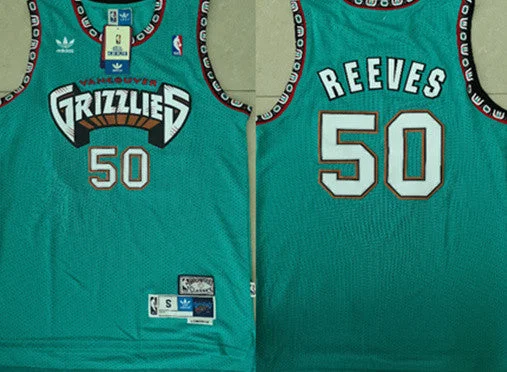 Basketball Jersey for All-Age Groups-Grizzlies 50 Bryant Reeves Teal Hardwood Classics Basketball Jersey