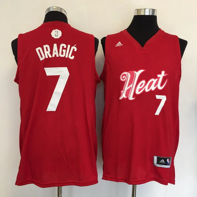 Basketball Jersey for Comfortable Fit During Games-Heat 7 Goran Dragic Red 2016 Christmas Day Swingman Basketball Jersey