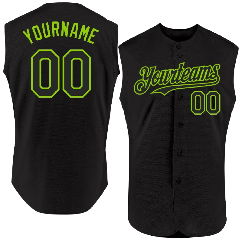 Baseball Jersey for Premium Customization-Custom Black Neon Green Authentic Sleeveless Baseball Jersey