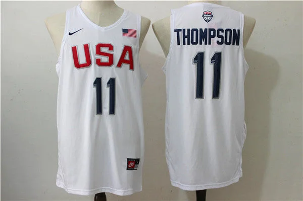 Basketball Jersey for Casual Fan Gear-USA Basketball 11 Klay Thompson White Rio Elite Stitched Basketball Jersey