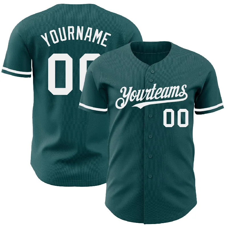 Baseball Jersey for Comfortable Fit for All Sizes-Custom Midnight Green White Authentic Baseball Jersey