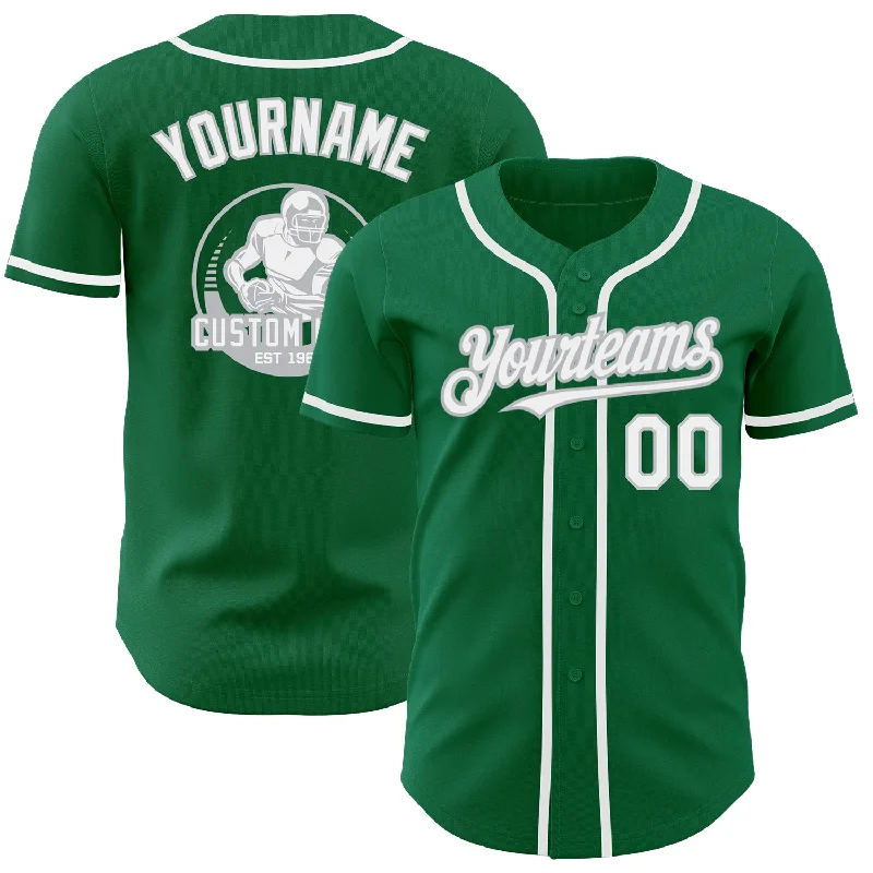 Baseball Jersey for Women-Custom Kelly Green White-Gray Authentic Baseball Jersey