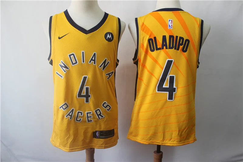 Basketball Jersey for Kids Custom Uniforms-Pacers 4 Victor Oladipo Yellow Swingman Basketball Jersey