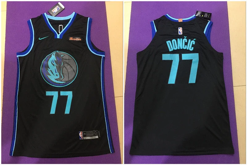 Basketball Jersey for Team Member Uniforms-Mavericks 77 Luka Doncic Black City Edition Authentic Basketball Jersey