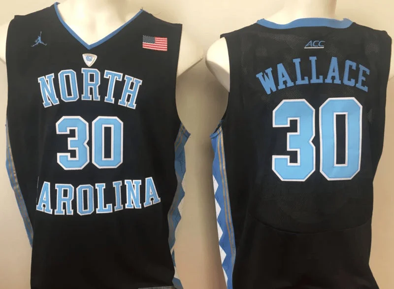 Basketball Jersey for Lightweight Design for Kids-North Carolina Tar Heels 30 Rasheed Wallace Black College Basketball Basketball Jersey