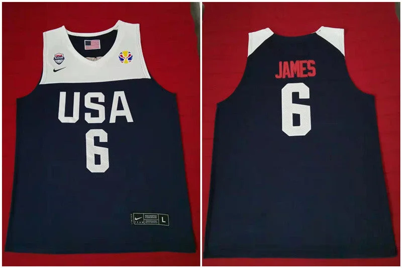 Basketball Jersey for Unique Team Designs-Team USA 6 James Navy 2016 Olympics Basketball Swingman Basketball Jersey