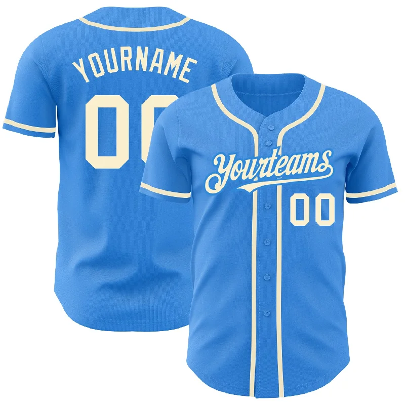 Baseball Jersey for Game Day Comfort-Custom Electric Blue Cream Authentic Baseball Jersey