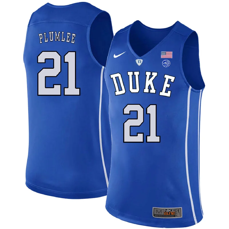 Basketball Jersey for Stylish Team Jerseys-Duke Blue Devils 21 Miles Plumlee Blue College Basketball Basketball Jersey