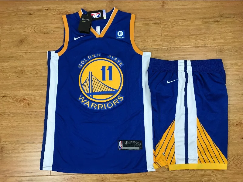 Basketball Jersey for Authentic Team Look-Warriors 11 Klay Thompson Blue Swingman Basketball Jersey(With Shorts)