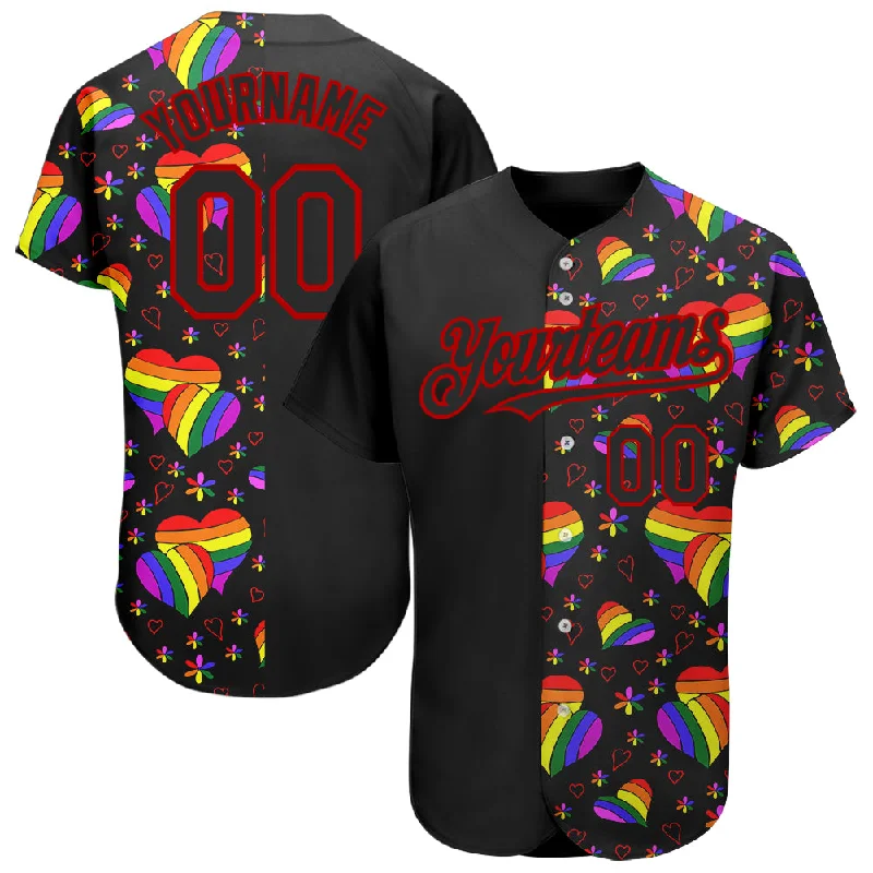 Baseball Jersey for Customizable Player Names-Custom Rainbow For Pride Month Love Is Love LGBT 3D Authentic Baseball Jersey