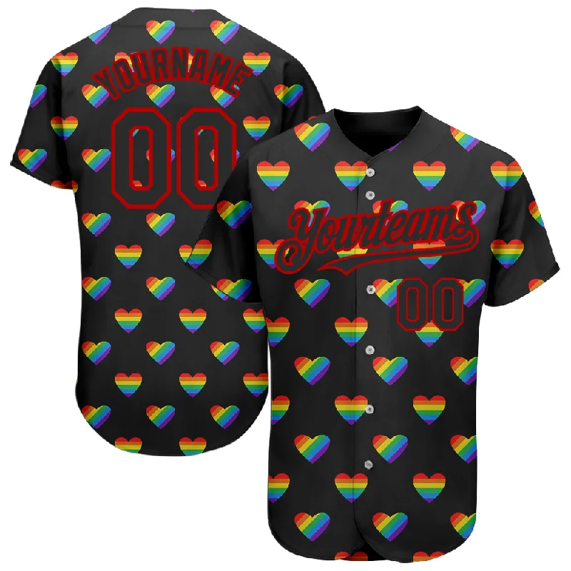 Baseball Jersey for Professional Team Gear-Custom Rainbow For Pride Month Love Is Love LGBT 3D Authentic Baseball Jersey