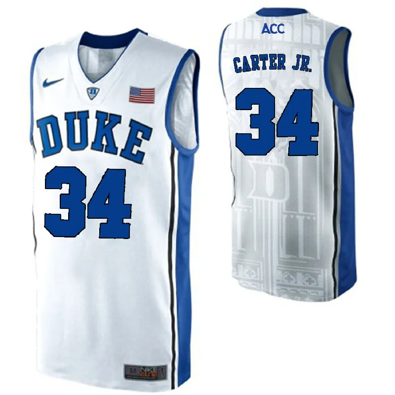 Basketball Jersey for Custom Team Uniforms-Duke Blue Devils 34 Wendell Carter Jr. White College Basketball Elite Basketball Jersey