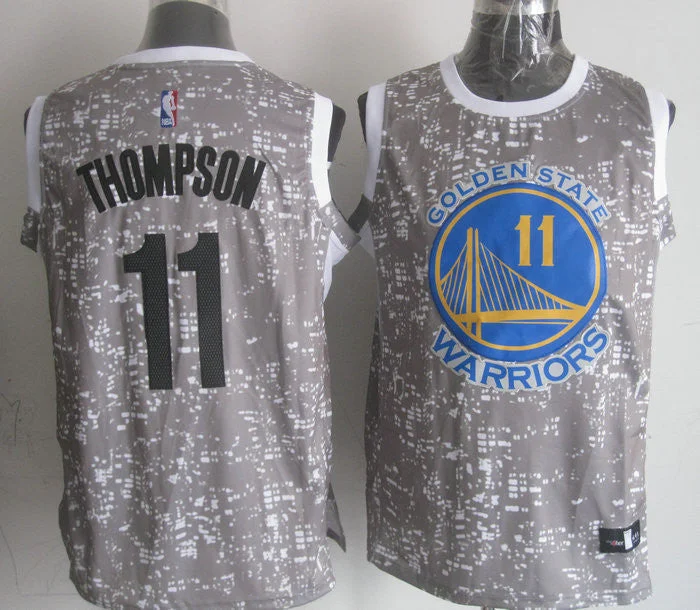 Basketball Jersey for Kids’ Basketball Events-Warriors 11 Klay Thompson Gray City Luminous Basketball Jersey