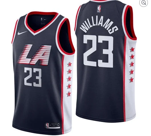 Basketball Jersey for Lightweight Basketball Gear-Clippers 23 Lou Williams Navy 2018-19 City Edition Swingman Basketball Jersey