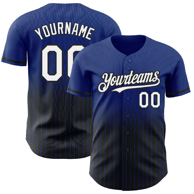 Baseball Jersey for Comfortable and Stylish Fit-Custom Royal Pinstripe White-Black Authentic Fade Fashion Baseball Jersey