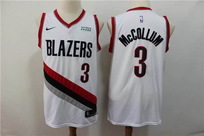 Basketball Jersey for Professional Quality Fit-Blazers 3 C.J. McCollum White City Edition Swingman Basketball Jersey