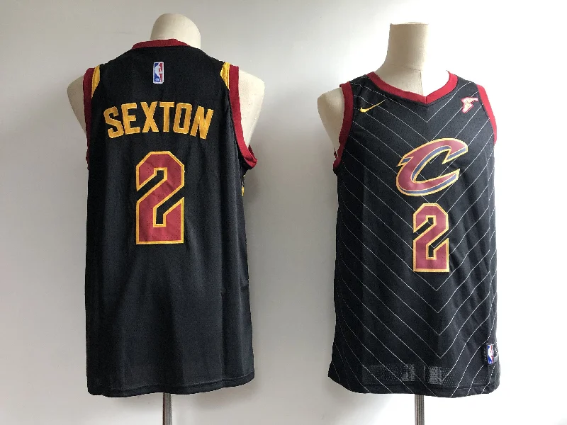 Basketball Jersey for Game Night Wear-Cavaliers 2 Collin Sexton Black Swingman Basketball Jersey