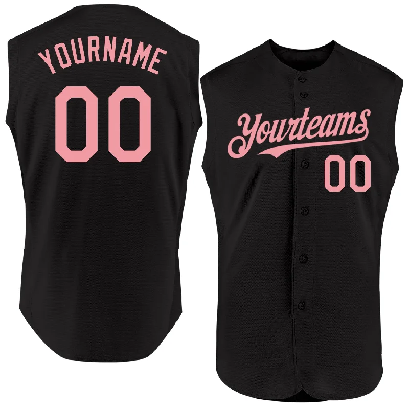 Baseball Jersey for Game Day Comfort-Custom Black Medium Pink Authentic Sleeveless Baseball Jersey