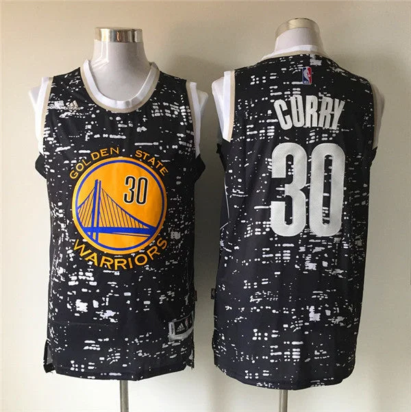 Basketball Jersey for Professional Player Performance-Warriors 30 Curry Black City Light Basketball Jersey