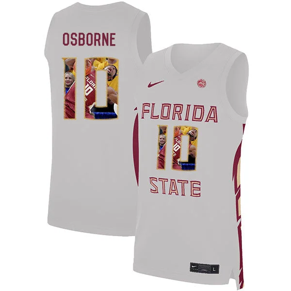 Basketball Jersey for Team-Specific Customization-Florida State Seminoles 10 Malik Osborne White Basketball College Fashion Basketball Jersey