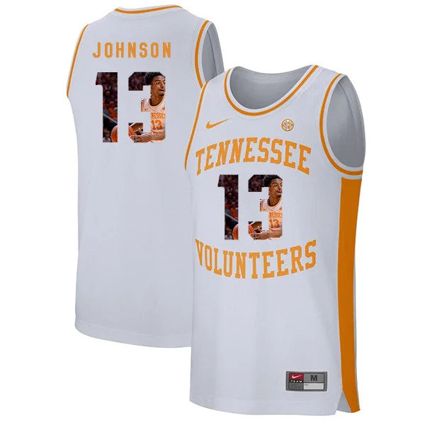 Basketball Jersey for All-Season Wear-Tennessee Volunteers 13 Jalen Johnson White Fashion College Basketball Basketball Jersey