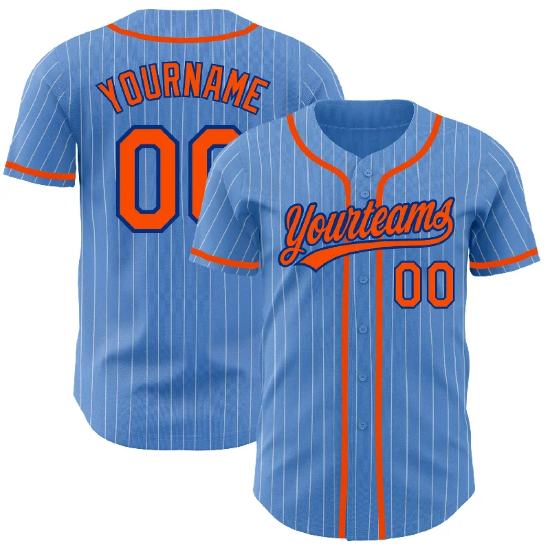 Baseball Jersey for Casual Team Support Apparel-Custom Powder Blue White Pinstripe Orange-Royal Authentic Baseball Jersey