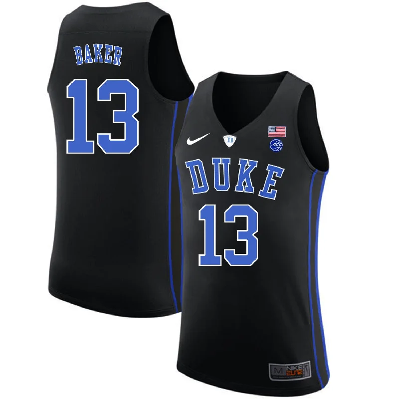 Basketball Jersey for Performance-Ready Game Wear-Duke Blue Devils 13 Joey Baker Black College Basketball Basketball Jersey