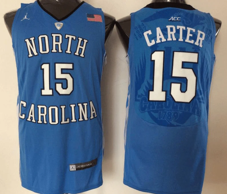 Basketball Jersey for Personalized Player Jerseys-North Carolina Tar Heels 15 Vince Carter Blue College Basketball Basketball Jersey