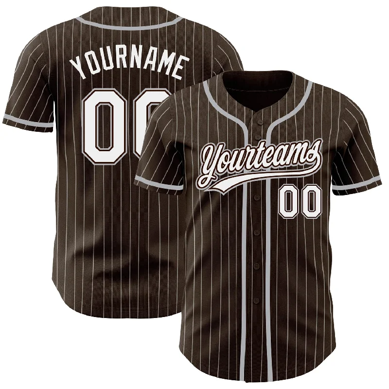 Baseball Jersey for Personalized Team Spirit Apparel-Custom Brown White Pinstripe Gray Authentic Baseball Jersey