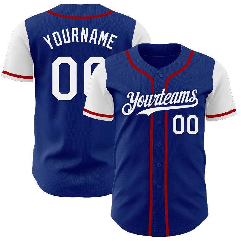 Baseball Jersey for Custom Logo Designs-Custom Royal White-Red Authentic Two Tone Baseball Jersey