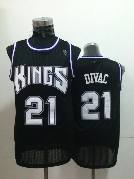 Basketball Jersey for Lightweight Material-Kings 21 Divac Black Basketball Jerseys