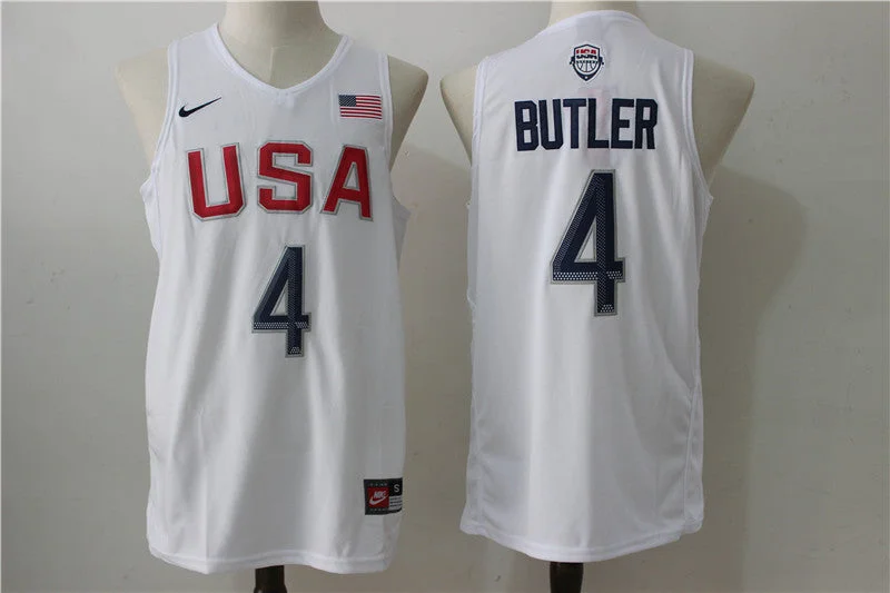 Basketball Jersey for Fan Gear and Apparel-USA Basketball 4 Jimmy Butler White Rio Elite Stitched Basketball Jersey