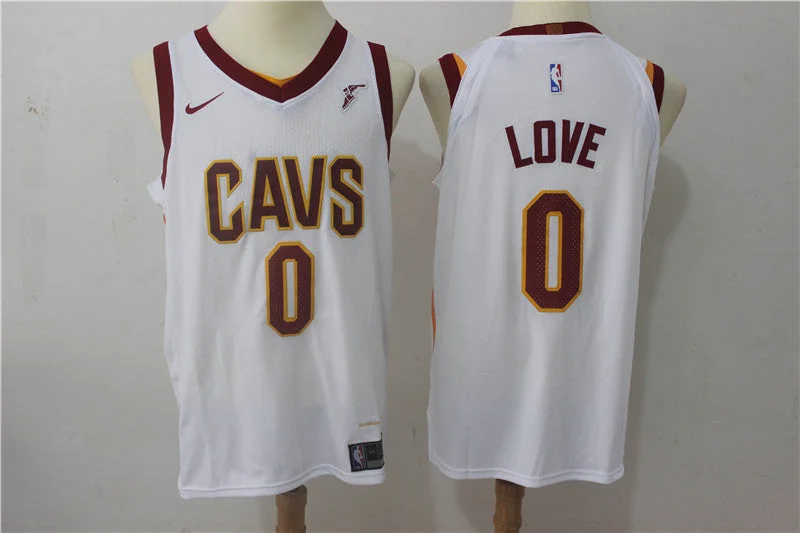 Basketball Jersey for High-Quality Fabric and Material-Cavaliers 0 Kevin Love White Authentic Basketball Jersey